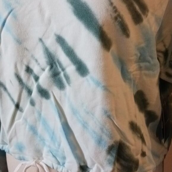 NEW Lucky Brand‎ Crew Neck Cropped Blue Green Tie-Dye Sweatshirt Size XXL - Picture 7 of 11